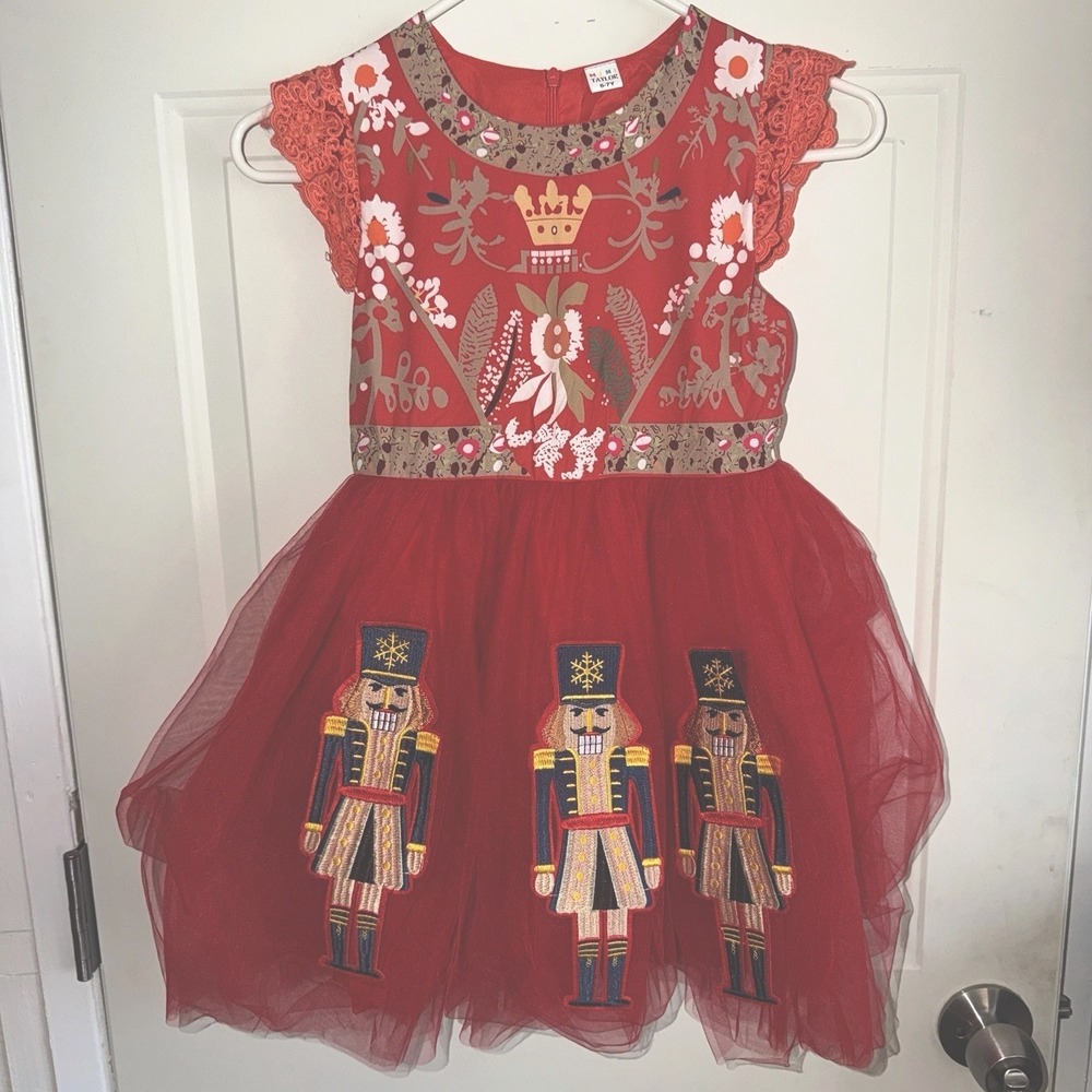 Mini Taylor Girls 6-7Y Christmas Nutcracker Tulle Dress Red Holiday Party